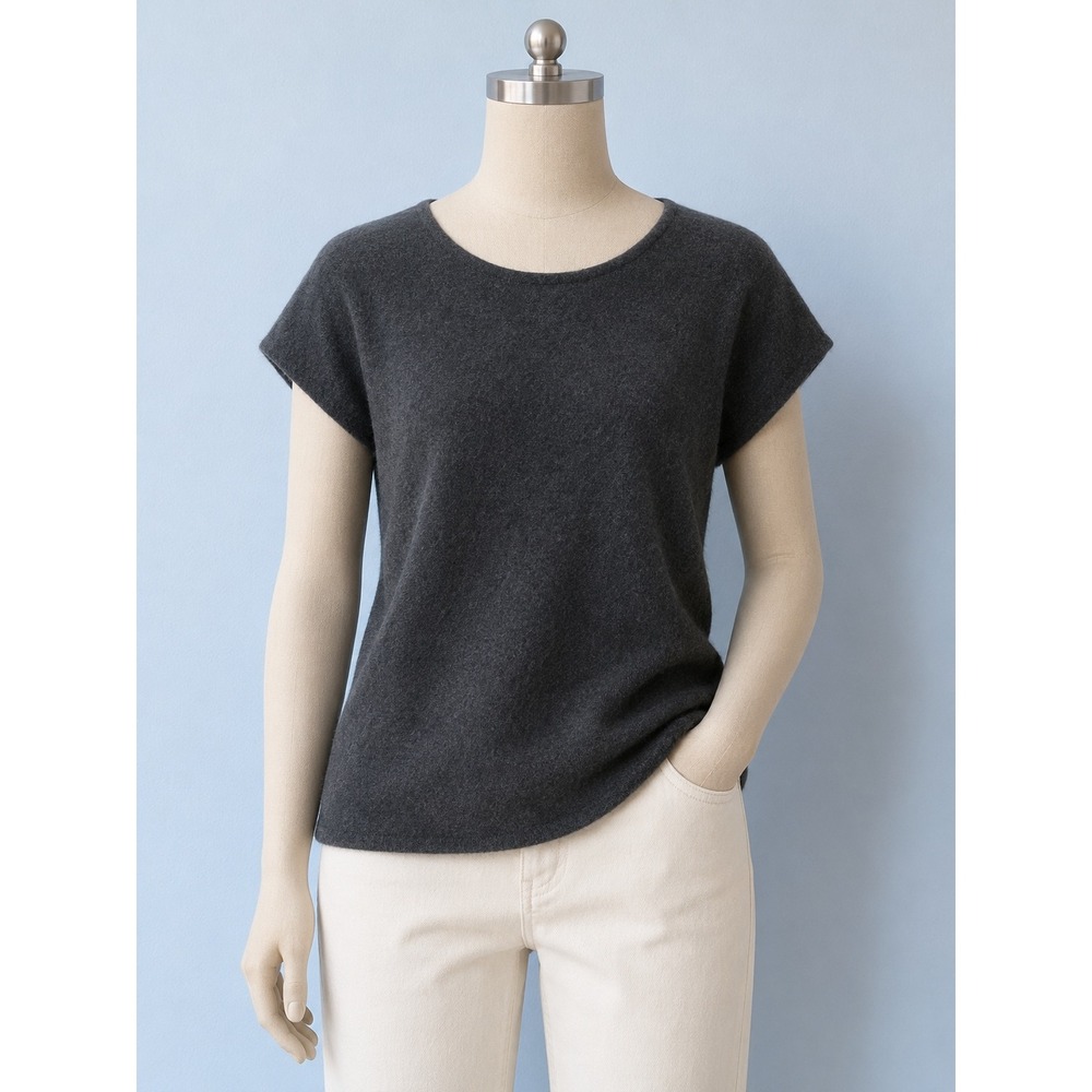 Lauren Ralph Lauren Black Short Sleeve‎ Top Merino, Cashmere, Angora Womens L